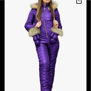 NWOT Genuine Down Filled Purple Onesie Hooded Snowsuit GR